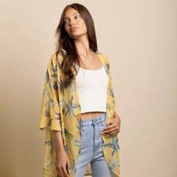 New Floral Pineapple Kimono Duster Cardigan Lightweight & Stylish Med - Picture 2 of 8